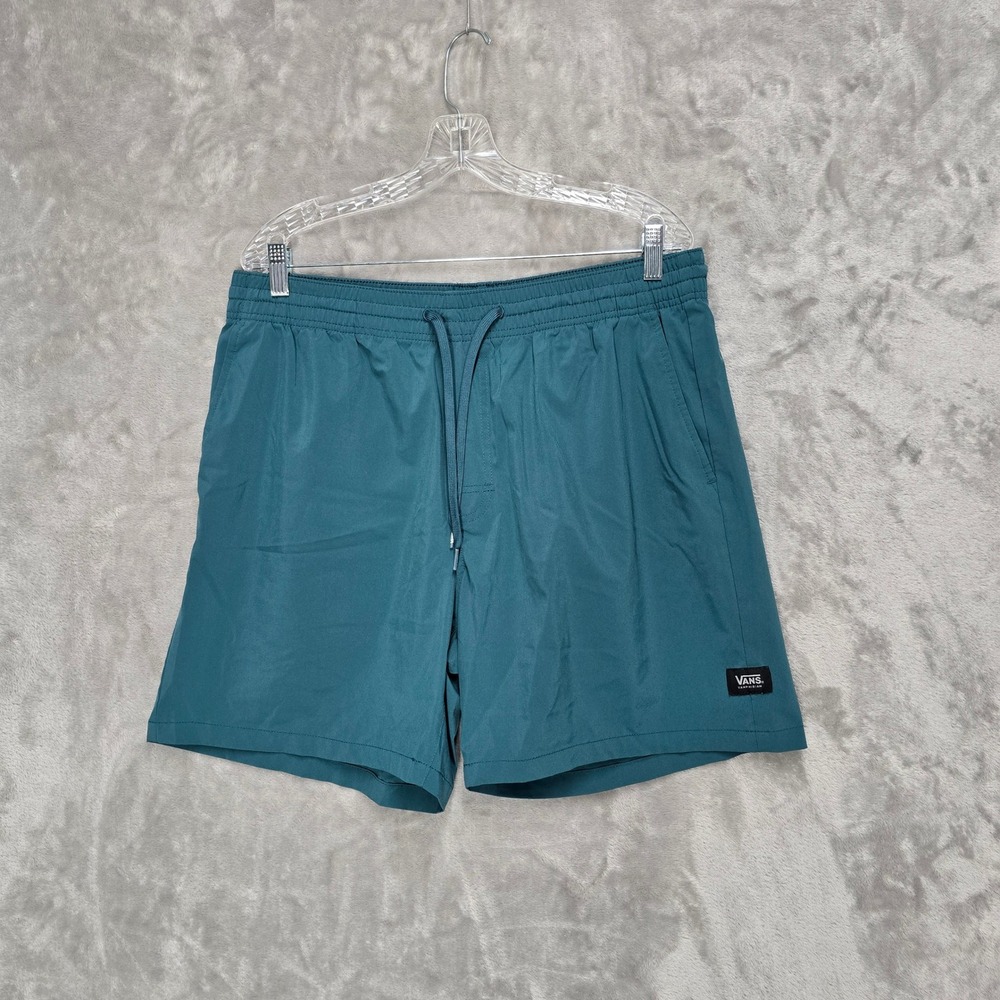 Vans‎ Swim Trunks Shorts Teal Elastic Waist Drawstring Mens XL Pockets Summer
